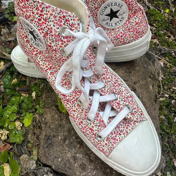 Converse Chuck Taylor All Star Floral High Top Platform Sneakers Size 7 1/2 - Picture 1 of 12